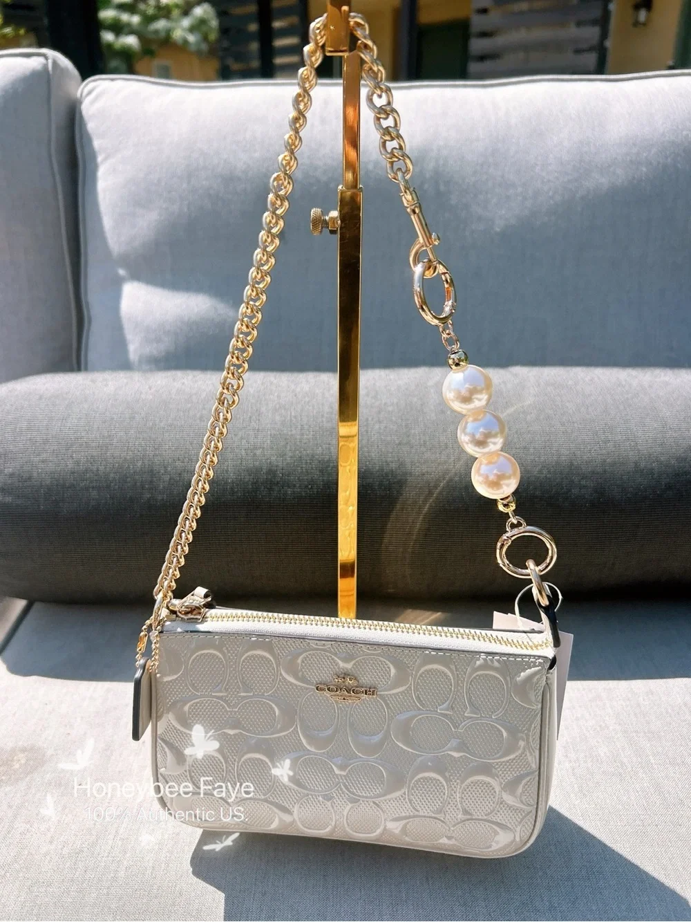NWT Coach Nolita 19 In Signature Leather CU000 plus extended pearl chain